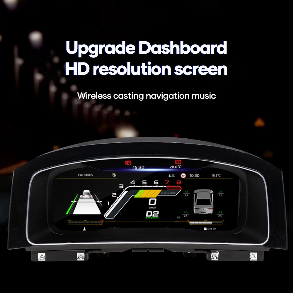 Digitaal Dashboard – LCD Instrumentenpaneel – Auto Cockpit Display – Dashboard Cluster – 12,3 Inch HD Scherm – Snelle Linux Start – Plug & Play Installatie – Voor Golf 7 2013-2020 - QUORE
