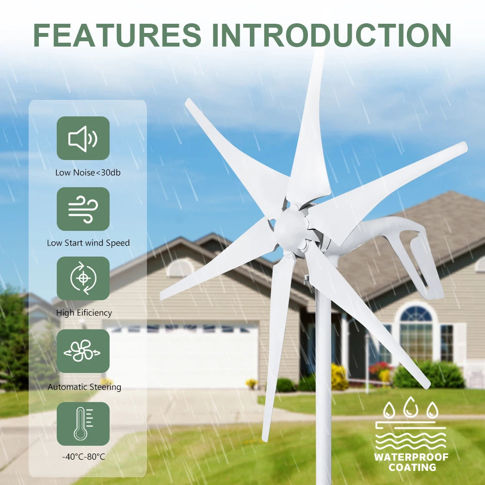 Windturbine - Windmolen - Windturbine Generator - Windenergie - 1000W - 12V - met Hybride Controller - Stille en Efficiënte Energieoplossing voor Thuisgebruik en Off Grid Systemen