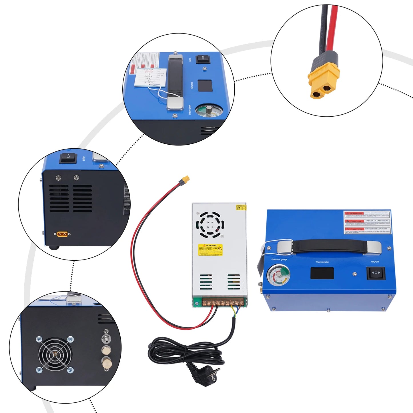 High-Pressure PCP Luchtcompressor – Compacte Luchtpomp – Duikfles Vuller – Airsoft Compressor – 30 Mpa Max Druk – 250W Kopermotor