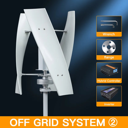 Verticale Windturbine – Horizontale Windmolen – Mini Windgenerator – Windkracht Turbine – 2000W Vermogen – 12V - Off-grid systeem 2