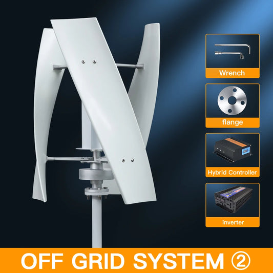 Verticale Windturbine – Horizontale Windmolen – Mini Windgenerator – Windkracht Turbine – 2000W Vermogen – 12V - Off-grid systeem 2