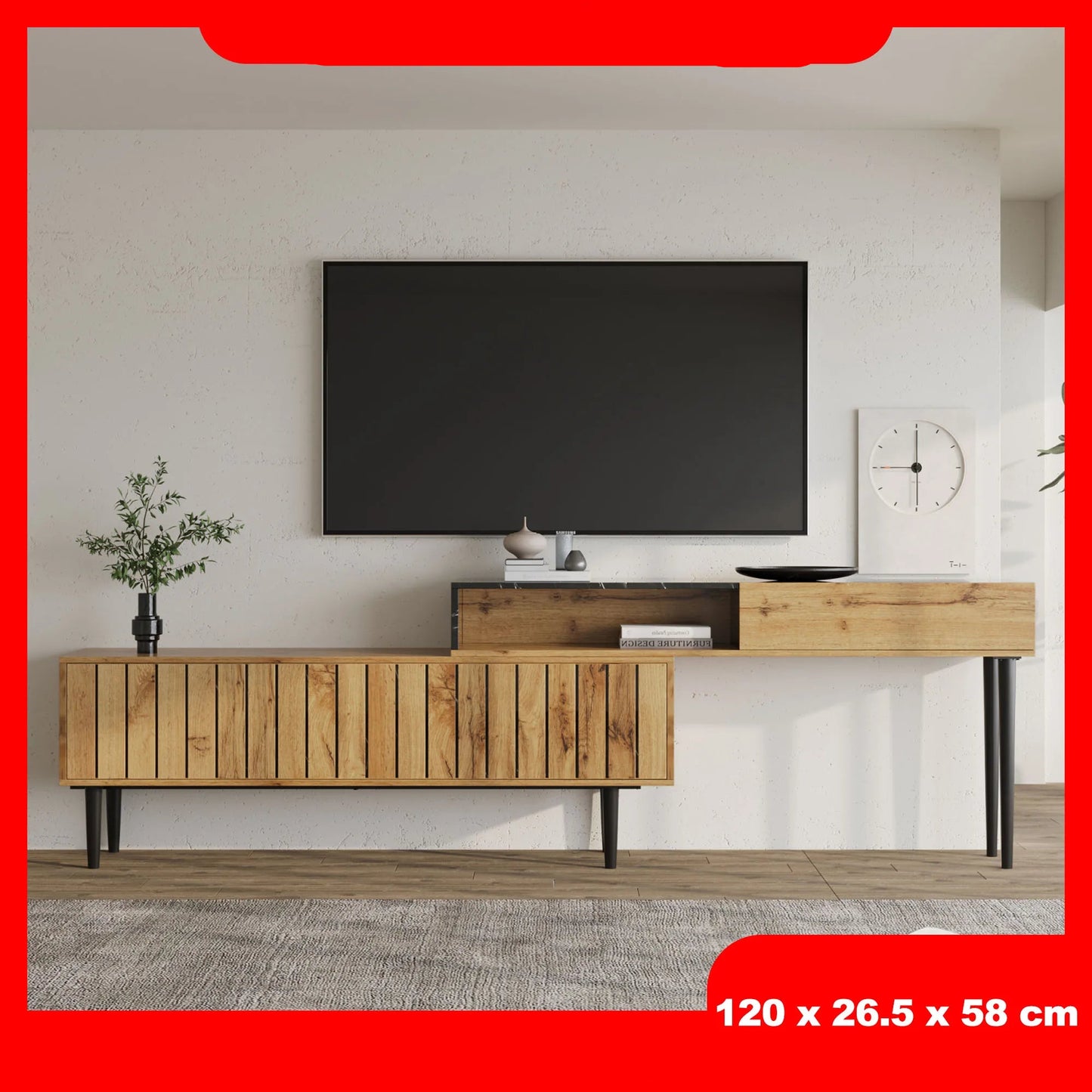 Tv-Meubel – Tv-Kast – Entertainmentmeubel – Mediameubel – 120 Cm Breed – Houten Afwerking