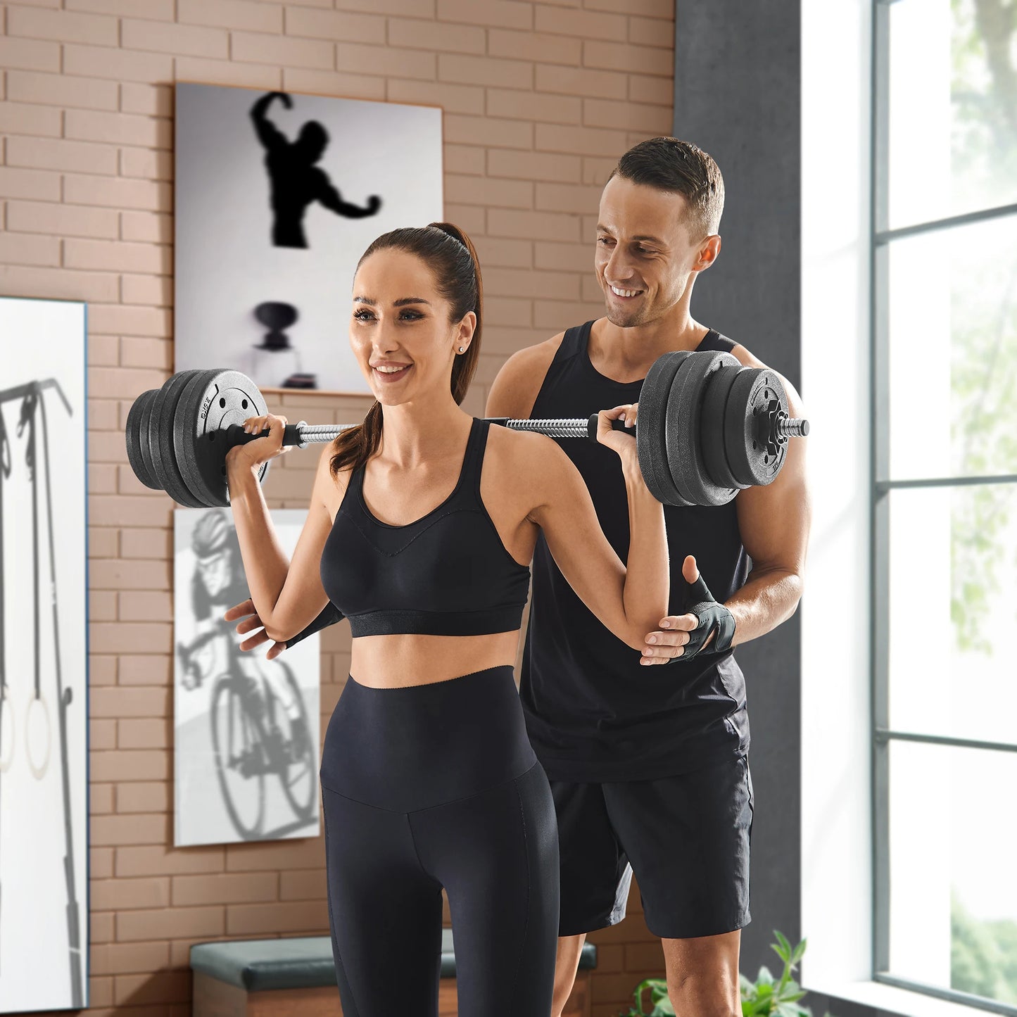 Halterset - Dumbells - Verstelbare – 30KG - Halterstang Met Gewichten – Voor Krachttraining - en Fitness - Duurzame Gewichtsplaten - Zwart - QUORE