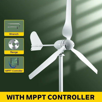 Windgenerator – Windturbine – Duurzame Energie – Elektriciteitsgenerator – Roestvast Stalen As - 2KW met Regelaar - 48V
