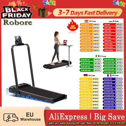 Robore Sw1F Walking Pad with 9% Incline 12Km/H 2.5Hp Brushless Motor Folding under Desk Treadmill for Home and Office