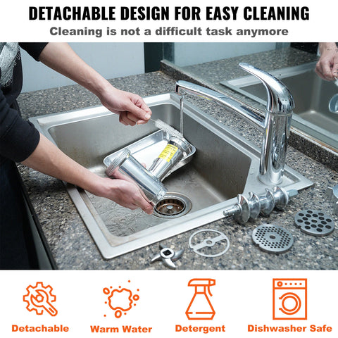 Elektrische Gehaktmolen - Voor alle soorten Vlees - Roestvrij staal - Vleesmolen - worstenmaker - 419 Lb/H - 575W(1100W MAX) - 50Hz - 220V - Zwart