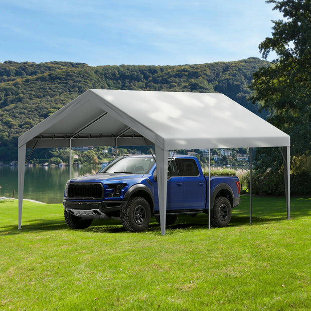 Tent - Carport Replacement Canopy Cover - Garage Top Tent - Shelter Tarp - Heavy-Duty - 10x20ft - Waterdicht & UV-beschermd - Frame Niet Inbegrepen - Grijs