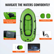 Opblaasbare Boot - Opblaasbare Kano - Boot - Kayak - 4 Personen - Draagbaar - Opblaasbare Visboot - Vlot Kajak 45,6” Aluminium Roeispanen Hoogrendementspomp
