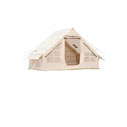 Opblaasbare Campingtent – Inflatable Tent – Snel Opzetten – Ruim – Waterafstotend Oxford-Doek – 65 m² Leefruimte – Kachelpijp Opening - QUORE
