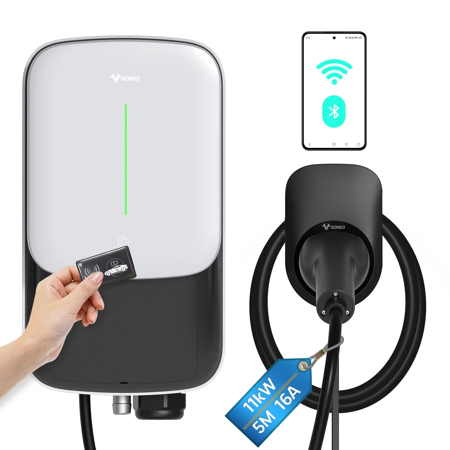 Laadstation Elektrische Auto – EV Laadpunt – Oplaadstation EV – Wallbox Elektrisch – Elektrische Autolader – 11kW 16A – Wifi Bediening