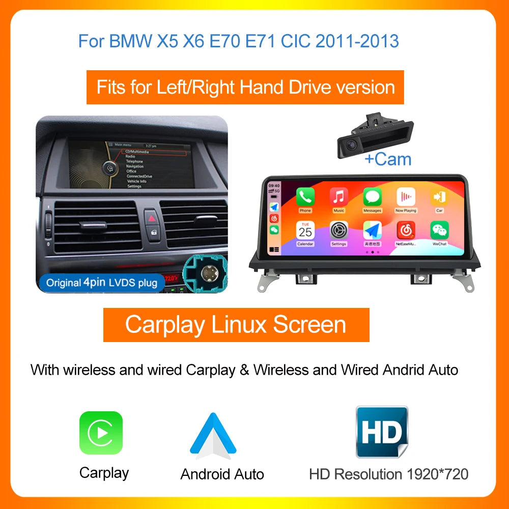 Multimedia Speler BMW – Carplay Radio – Touchscreen Systeem – Navigatie Unit – Android Auto Module – 10,25 Inch Scherm – Draadloze Connectiviteit