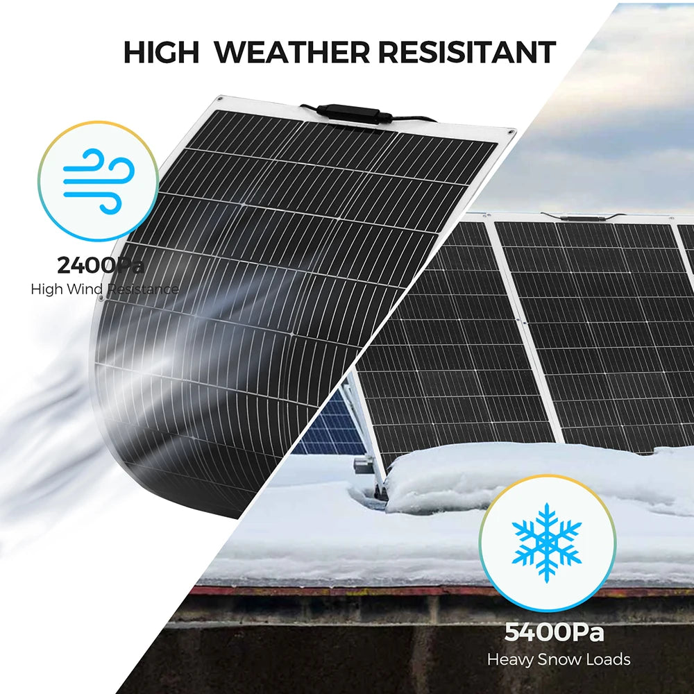 Zonnepaneel - Zonnepanelen - Zonne-energie - 16.5V Fotovoltaïsche Celmodule - Flexibel - Monocrystalline Silicon - 300W - 3 Stuks - Waterdicht - voor Boot - Camper - Caravan - RV - Tuin - QUORE