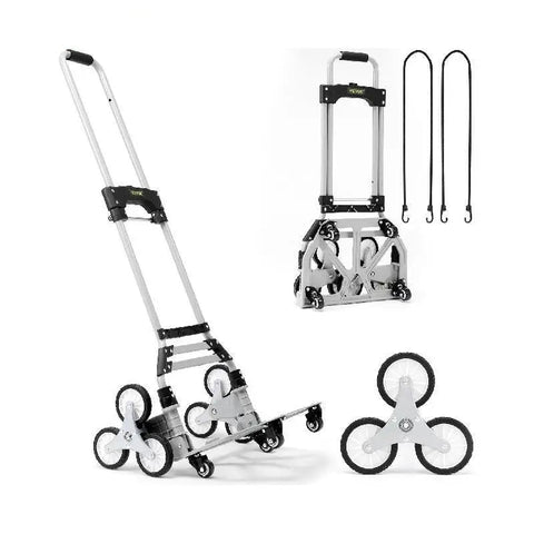 Trapklimwagen - Steekwagen - Verstelbare Handgreep - 220lbs Draagvermogen - Opvouwbaar - 32.3-45.7in - 4 Wielen - QUORE
