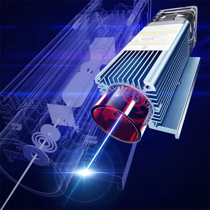 Lasergraveermachine - Graveermachine - Graveerder - Graveerapparaat - met Vaste Focus - 0.06mm Ultrafijne Gecomprimeerde Vlek - Diodelaser - 90W - Blauw