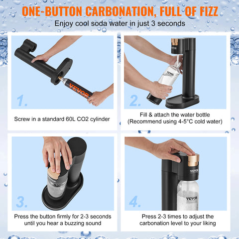 Vevor - Dispenser - Beverage Dispenser - Carbonated Water Maker - Soda Machine - For Home - Carbonated Seltzer Water Starter Kit - Mainstream Screw-in - 1L - CO2 Cylinder