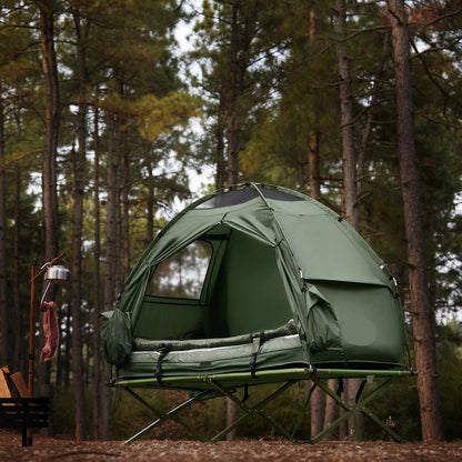 Outdoor Tent – Kampeertent – Slaapplaats – Tent Voor Buiten – Lichtgewicht Frame – Waterafstotende Tentstof – Ingebouwd Muskietennet - Grijs - QUORE