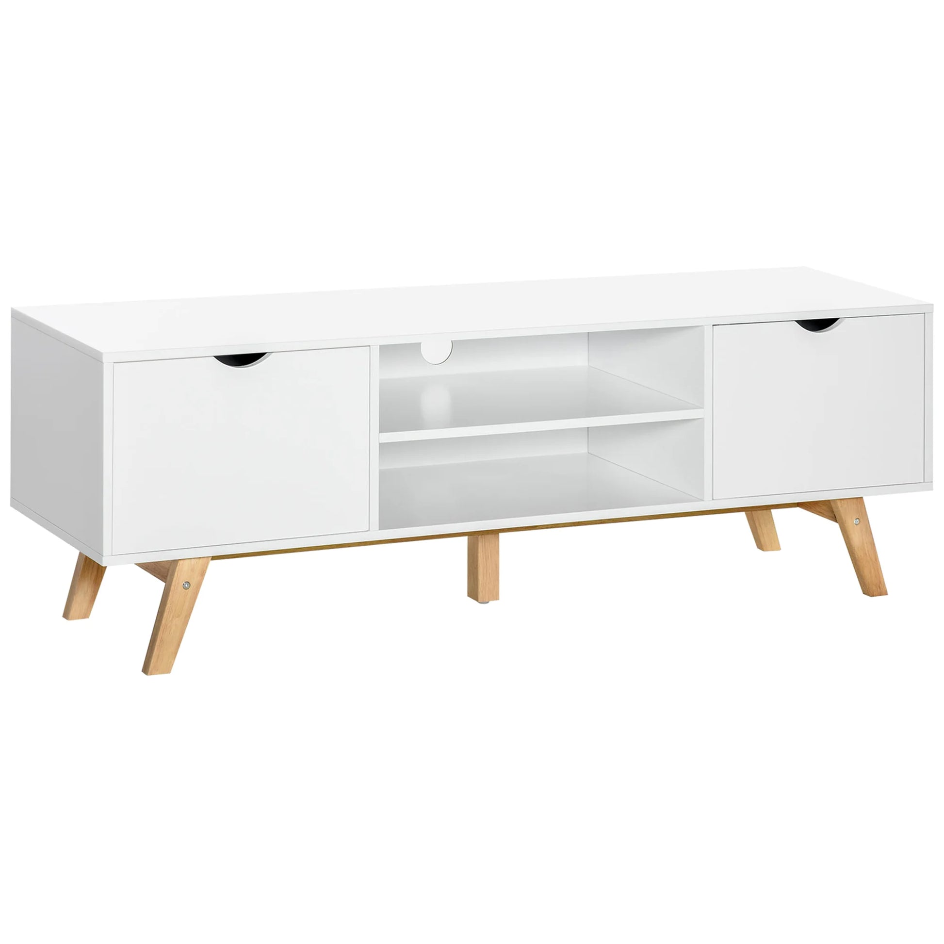 TV-meubel – TV-kast – Mediameubel – Tv-standaard – Tv-dressoir – Scandinavisch Design – Ruime Opbergruimte – Geschikt Voor TV Tot 65 Inch - Wit - QUORE