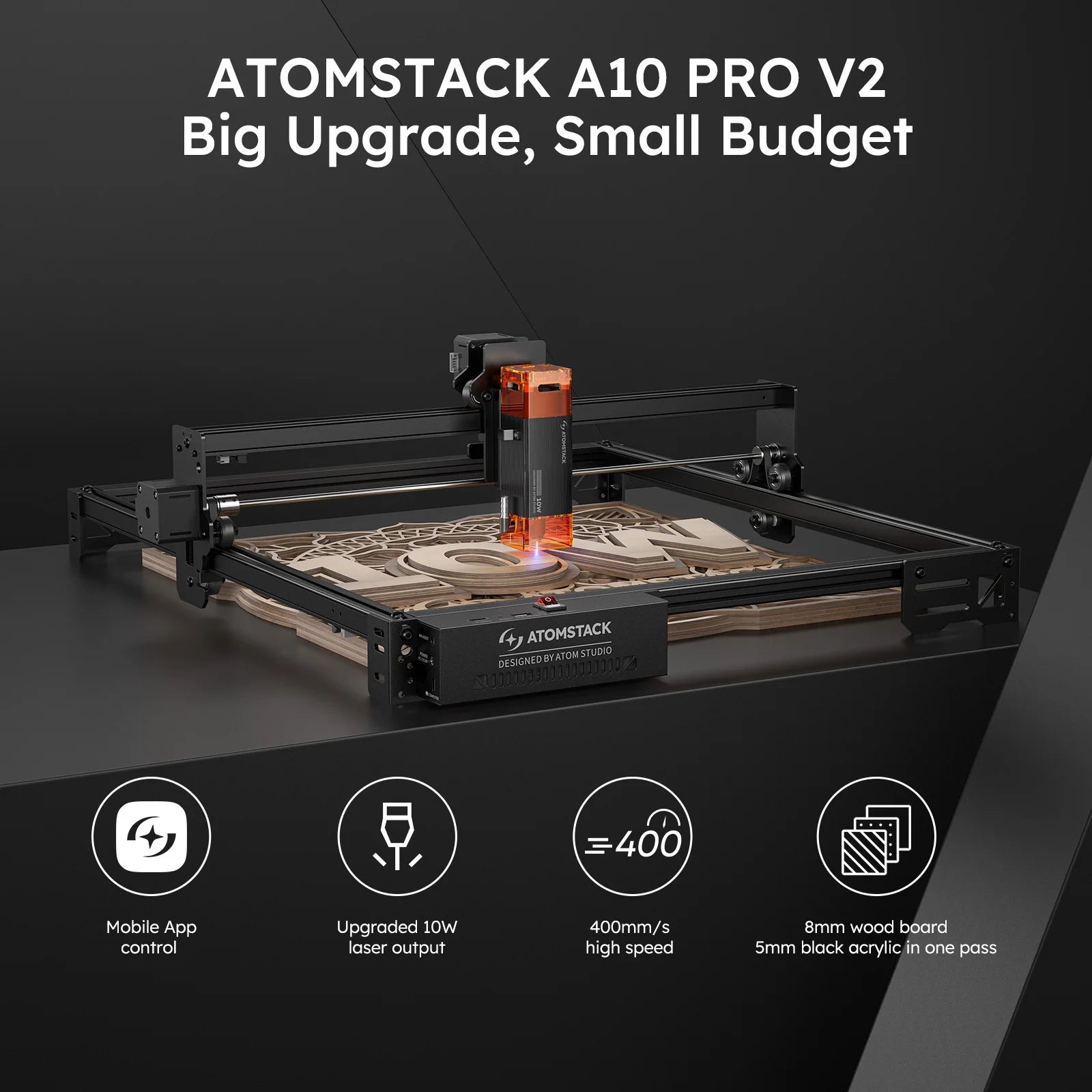 Lasergraveermachine – Laser cutter – CNC graveermachine – Laser snijder – Gravure apparaat – Groot werkoppervlak 410x380 mm – Magnetisch oogbeschermingsfilter - QUORE