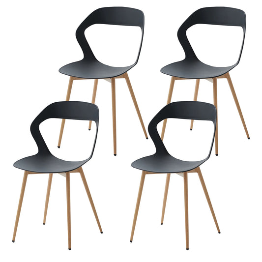Stoel - Stoelen Eetkamerstoelen - Set van 4 Stoelen - Holle Eetkamerstoelen - Modern & Eenvoudig - Huishoudelijke Kruk met Rugleuning - Scandinavische Onderhandelingsstoel - Plastic Stoel - Rugleuning hoogte <125mm/12.cm - Zwart