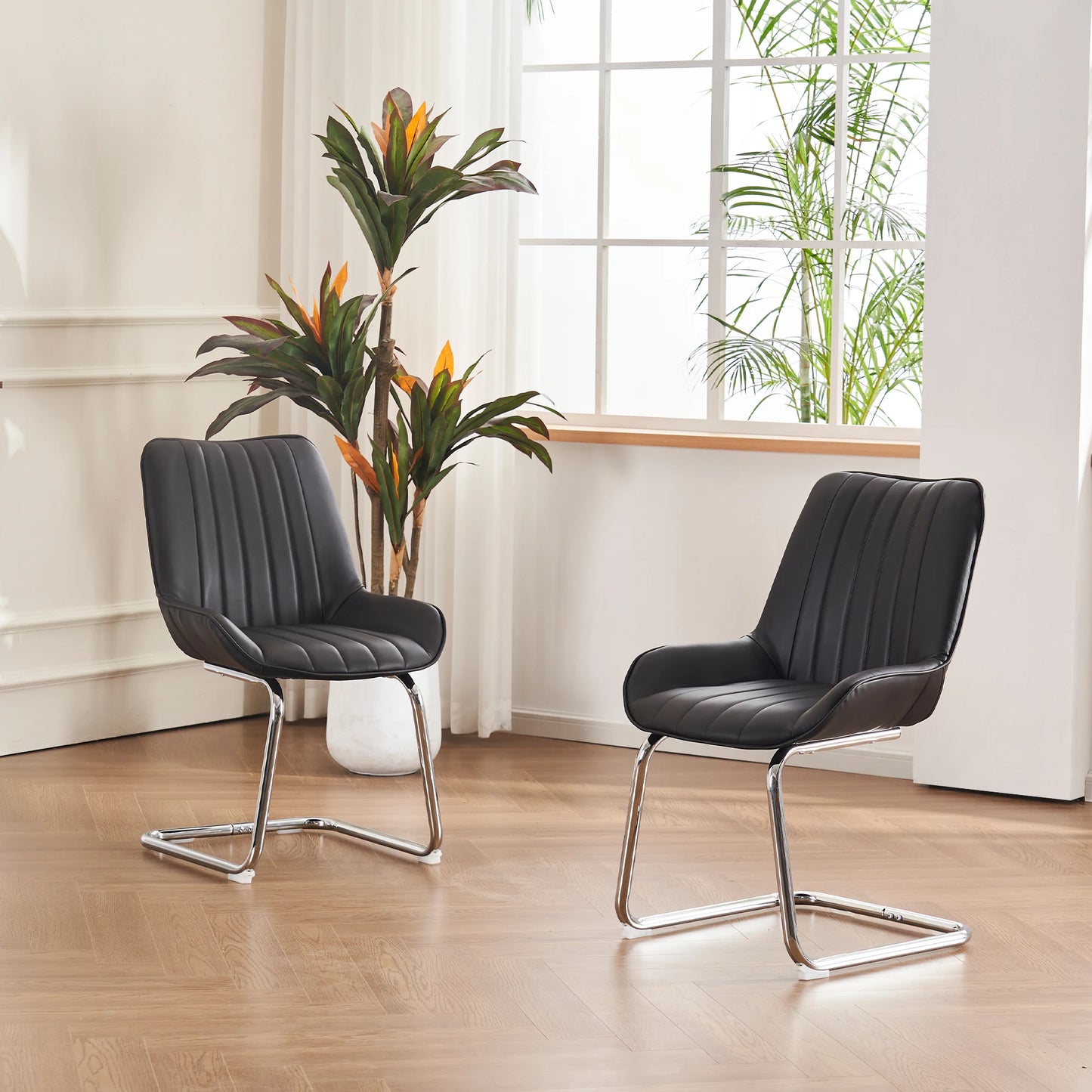 Eetkamerstoelen – Stoelen – Zitmeubels – Zwarte Stoelen – Comfortabele Foamvulling – Metalen Frame - 40 x 67 x 81 cm - Zwart