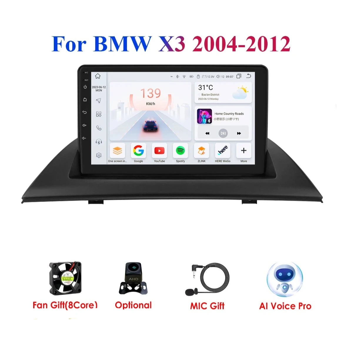 CarPlay - Multimedia Autoradio - Auto CarPlay Scherm - Autoradio - Autoradio - P1 (4Core 1G 32G) AI) - Voor BMW X3 E83 2004- 2012