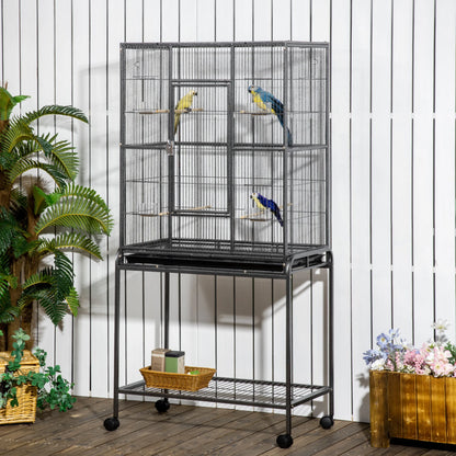 Vogelkooi – Vogelkooi Groot – Vogelkooi Binnen – Kooi Parkieten – Kooi Kanaries – Stevig Metaal en Hout – Ruime Binnenafmetingen 76x46,5x86 cm