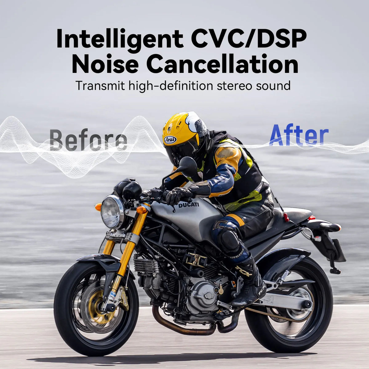 LEXIN-MeshCom Motorcycle MESH&Bluetooth Headset Intercom ,With Mesh Communication System, Parallel Audio- Intercom,24 Riders - QUORE