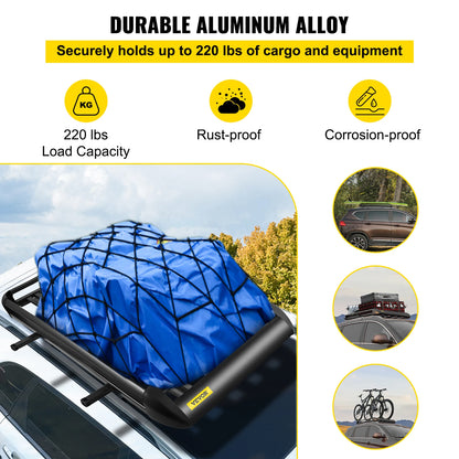 Vevor - Auto dakdrager - Laadvermogen 100KG - 127 x 90 x 14 cm - voor alle soorten auto's - Zwart - QUORE