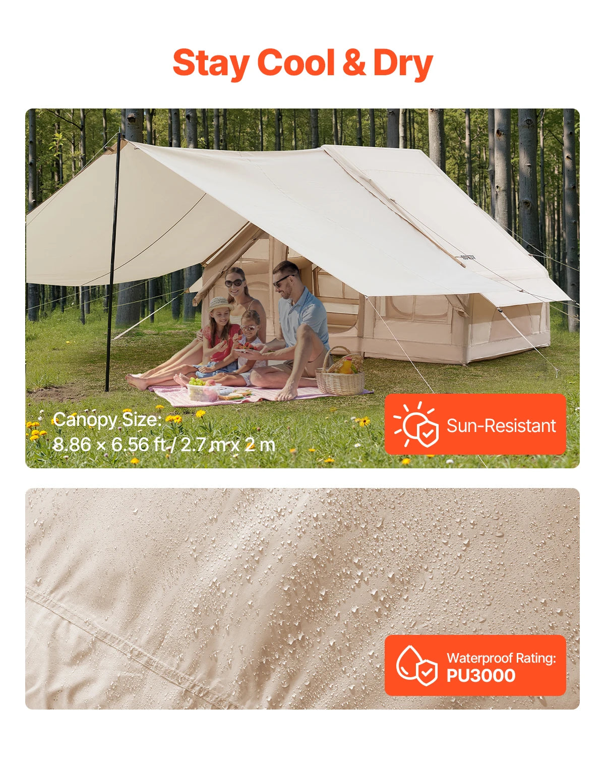 Campingtent - Opblaasbare Tent – Kampeertent – Gezinstent – Outdoor Tent – Snel Opzetten – Waterdicht 300D Oxford - QUORE