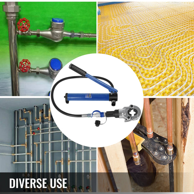 Vevor - Hydraulische Krimptang - Deelbare Hydraulische PEX Pijp Krimptang - U/V/TH-vormige bekken - Handbediend Persgereedschap - Loodgietersgereedschap - Koperen Roestvrijstalen Buizenradiaalpers
