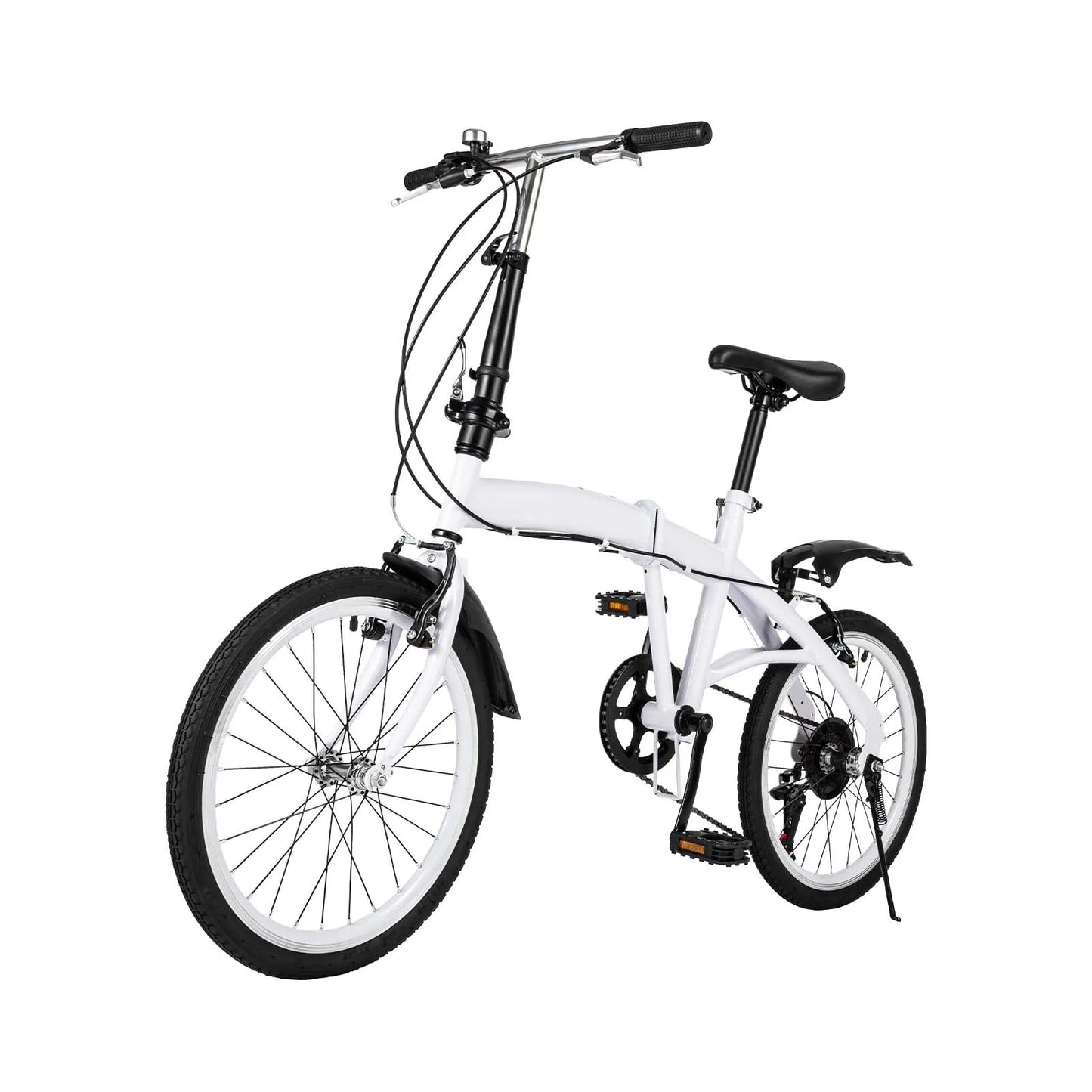 Vouwfiets Kinderfiets – Inklapbare Fiets – Stevige Fiets – Verstelbare Kinderfiets – 6 Versnellingen – Robuust Stalen Frame - Wit