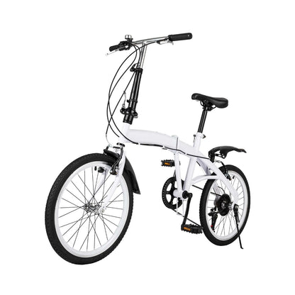 Vouwfiets Kinderfiets – Inklapbare Fiets – Stevige Fiets – Verstelbare Kinderfiets – 6 Versnellingen – Robuust Stalen Frame - Wit