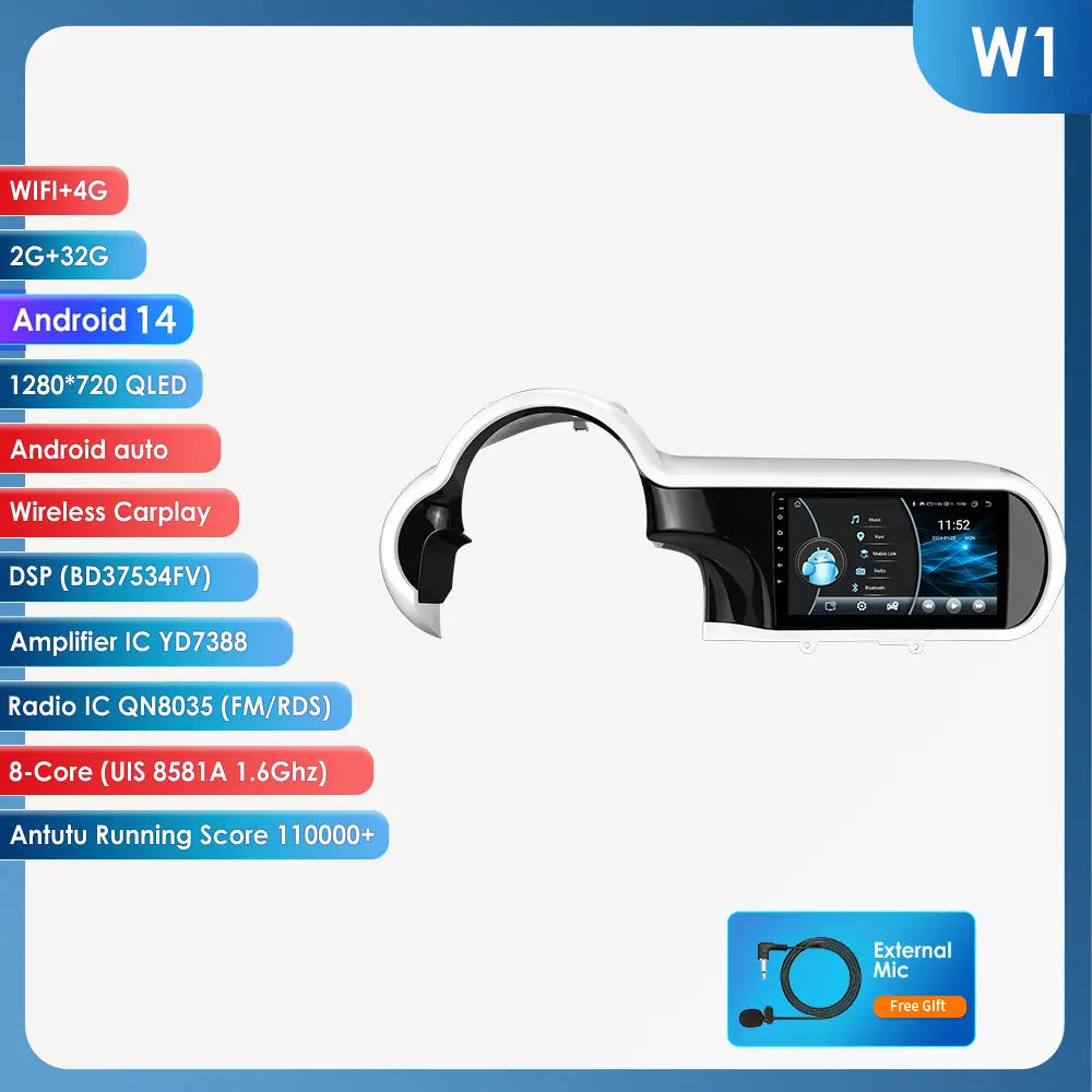 Hizpo Wireless CarPlay Android Auto Car Radio for Renault Twingo Ⅲ 2014-2024 AI Intelligent Systems Multimedia GPS 4G 360°Camera - QUORE