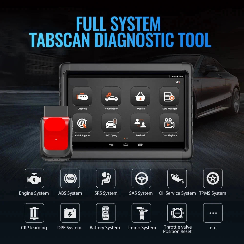 OBD2 Scanner - Diagnosecomputer - OBD - Auto Scanner - Met ABS SRS Reset - EPB BMS Olie Reset - Bluetooth - Volledige Systeemdiagnose - 10.1 Inch - Android Tablet
