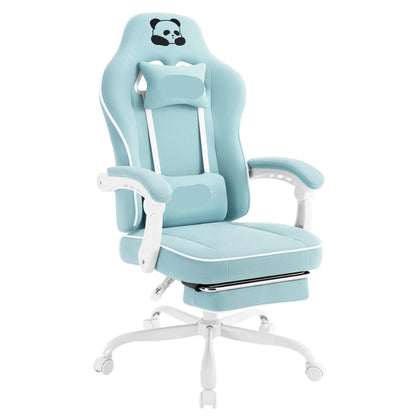Ergonomische Gaming- En Bureaustoel – Comfortabele Stoel – Mesh Bureaustoel – Met Voetensteun – Verstelbare Kussens – Sterk Metalen Frame - Lichtblauw
