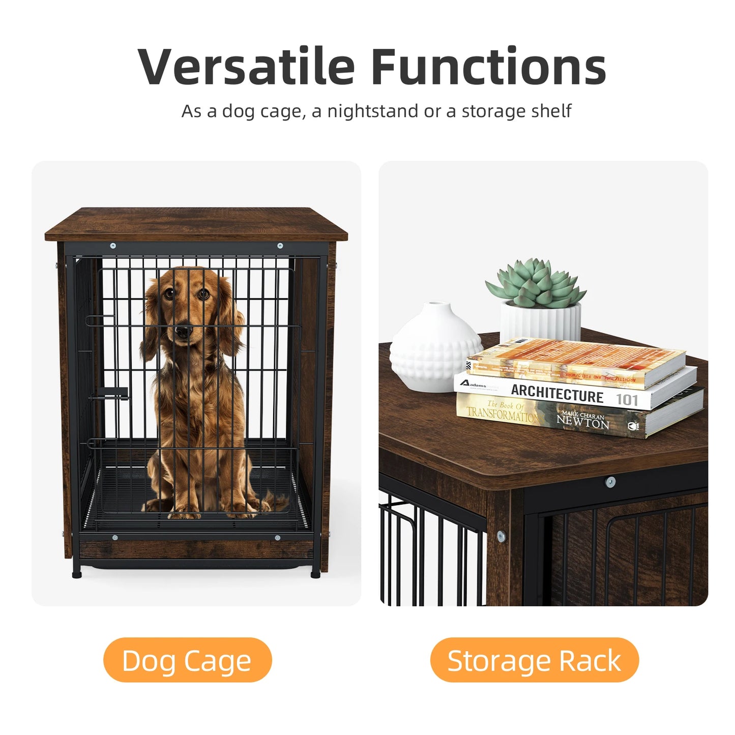 Bench Hond - 2 In 1 Honden Bench En Kast - Met Dubbele Deuren - Hout - Metalen Deuren - Uitneembare Mat - Waterproof - Maat S