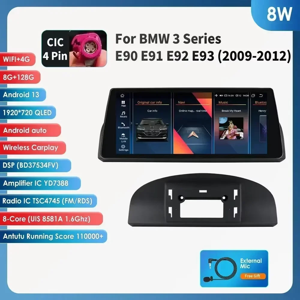 Android 14 Autorradio – Multimedia Systeem – Navigatie Radio – Auto Entertainment – BMW 3- & 5-Serie E92 05-08 – 10,25 Inch QLED Touchscreen – Draadloos CarPlay & Android Auto