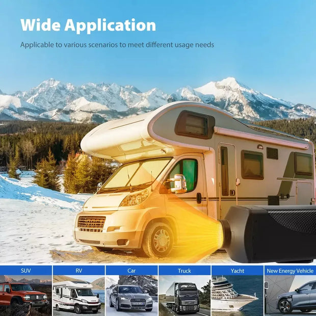 Zuidid - Dieselkachel - Alles-in-één luchtverwarmer met LCD - Afstandsbediening - Laag geluidsniveau - voor auto's, vrachtwagens, campers - 8kW - 12 V - Zwart