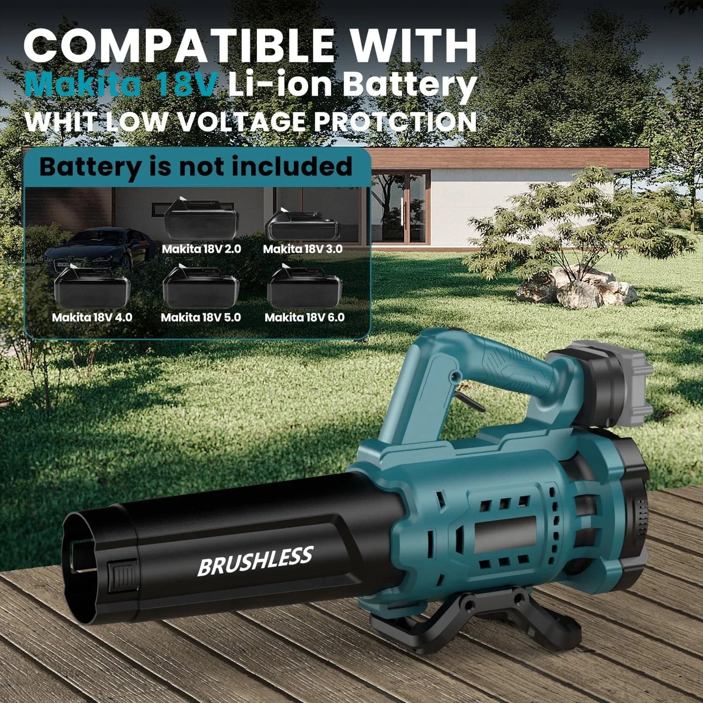 Bladblazer - Bladzuiger - Turbo Fan - Tuingereedschap - Luchtblazer - Compatibel met 18V Accu - Krachtige Brushless Blazer 130MPH - Voor Sneeuw & Tuinonderhoud - met 1 Accu