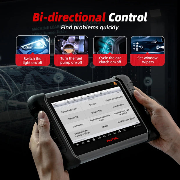 OBD2-scanner - Diagnosecomputer - Slimme diagnosetool - Foutverwijdering - 7-inch LCD - IMMO-functie - Wereldwijde versie - Bidirectionele bediening - TPMS-codelezer - Zwart
