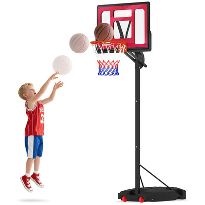 Basketbalring – Basketbalset – Basketbalbord – Verstelbare Basketbalring – Instelbare Hoogte 200-260 Cm – Stevige Basis Met Wieltjes - QUORE