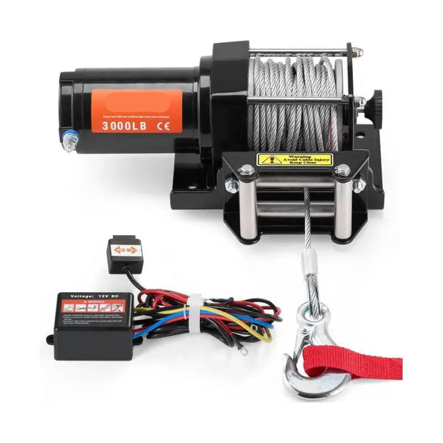 Elektrische lier - Lier - Tackle - Elektrische takel - Staalkabellier - 3000lbs - met 39 ft kabelrol - Bedrade afstandsbediening - voor off-road slepen