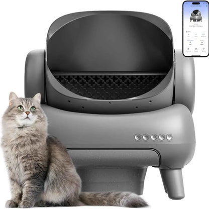 Kattenbak Automatisch – Zelfreinigende Kattenbak – Slimme Kattenbak – Semi-Gesloten Kattenbak – Elektrische Kattenbak – Duurzaam Plastic – Met App Bediening