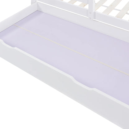 Bedhuisje Kinderen – Huisbed – Kinderbed – Peuterbed – Juniorbed – Massief Houten Frame – 90x200 cm – Met 2 Opberglades - QUORE