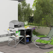 Camping cupboard - Camping kitchen - Camping kitchen - Cooking table - BBQ table - Cooking storage - White Black - Wind protection