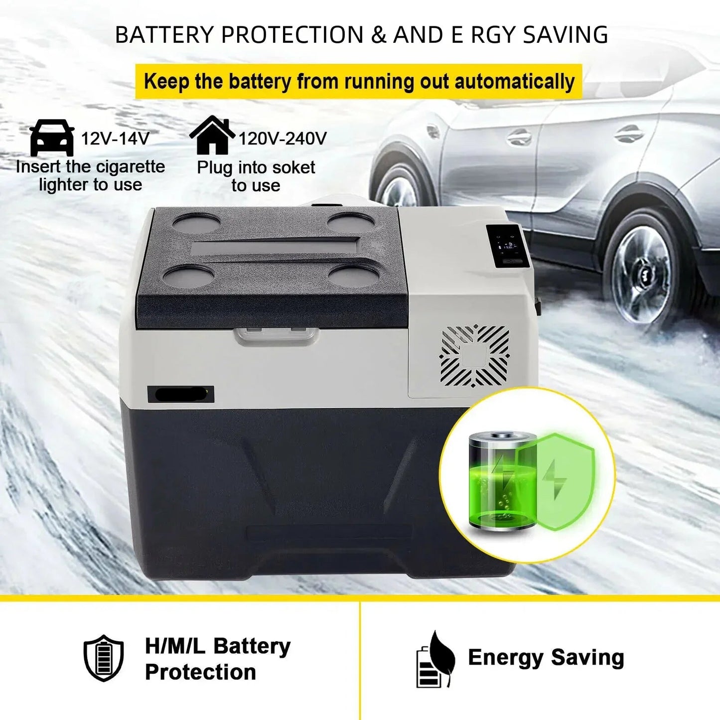 Auto Koelkast - Koelbox - Mini Koelkast - Draagbare - 30L - 32QT - 12V/24V/220V - met Compressor - Mini Fridge - Ideaal voor Camping, Reizen en Picknicks