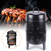 Rookoven bbq - Multifunctioneel - smoker barbecue - 3-in1 grill - rookton - thermometer - zwart - QUORE