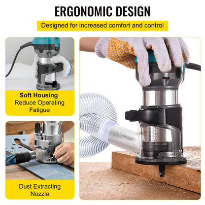 Elektrische Handtrimmer - Met Drie Gereedschapshouders - Vaste Basis - Aluminium Behuizing - Rotatie Van 13k-33k Rpm - 710W
