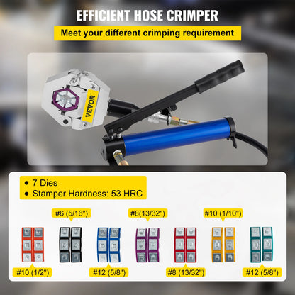 Hydraulische Pers – Krimptang – Crimptool – Krimpmachine – Slangkoppelingen – 7 Inzetstukken – Draagbaar Design