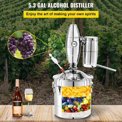 Distilleerketel - Destilleerapparaat - Moonshine - 50L - Alcohol Distiller - Professionele Thuisbrouwset - voor Bier, Wijn, & Etherische Oliën - QUORE